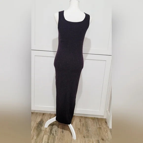 AllSaints Brown Wool Alpaca Blend Margo Knit Ribbed Midi Dress | Size Small - Picture 3 of 5